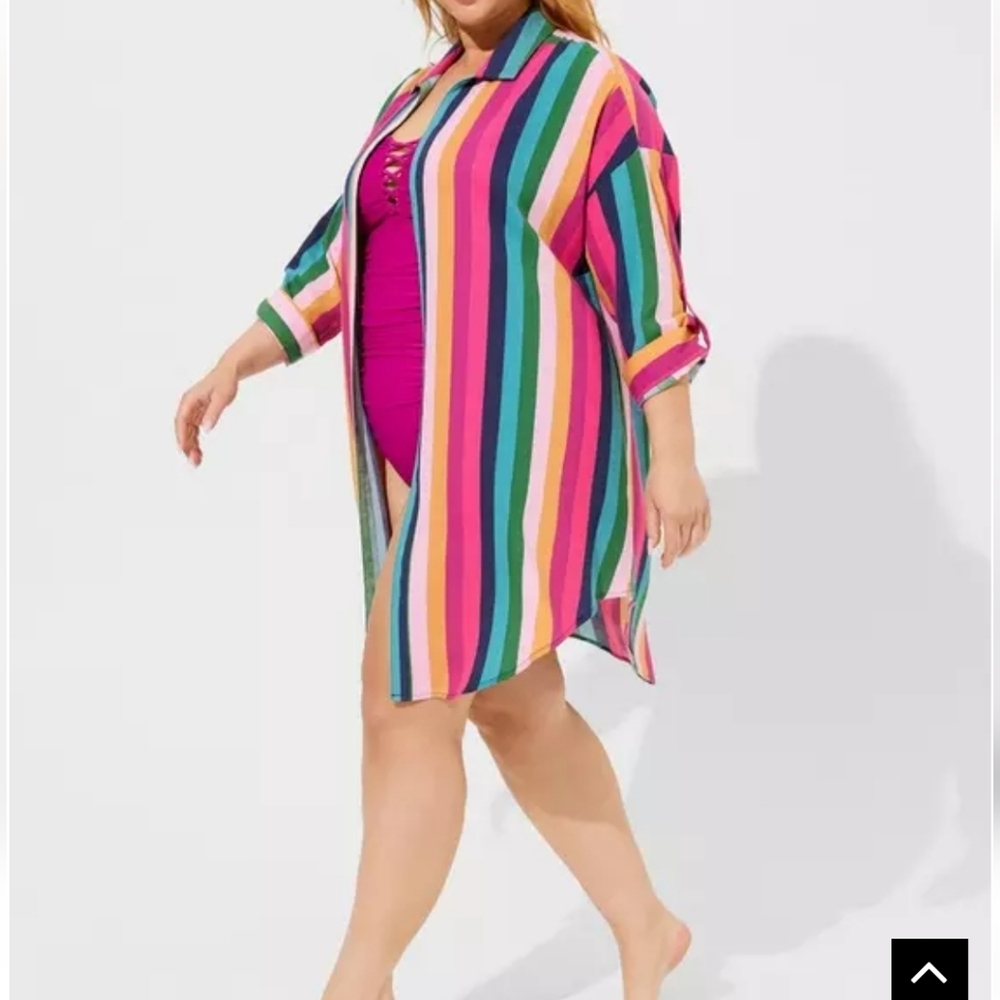 🆕️ 🌈 2X TORRID STRIPED OVERSIZE KIMONO SHIRT 🌈🌈